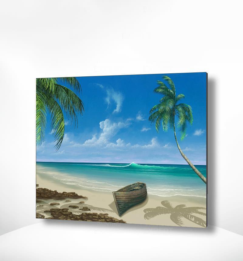 Malen nach Zahlen Strand mit Boot und Meer