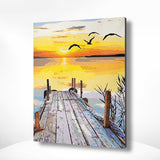 Malen nach Zahlen Strand mit Sonnenuntergang