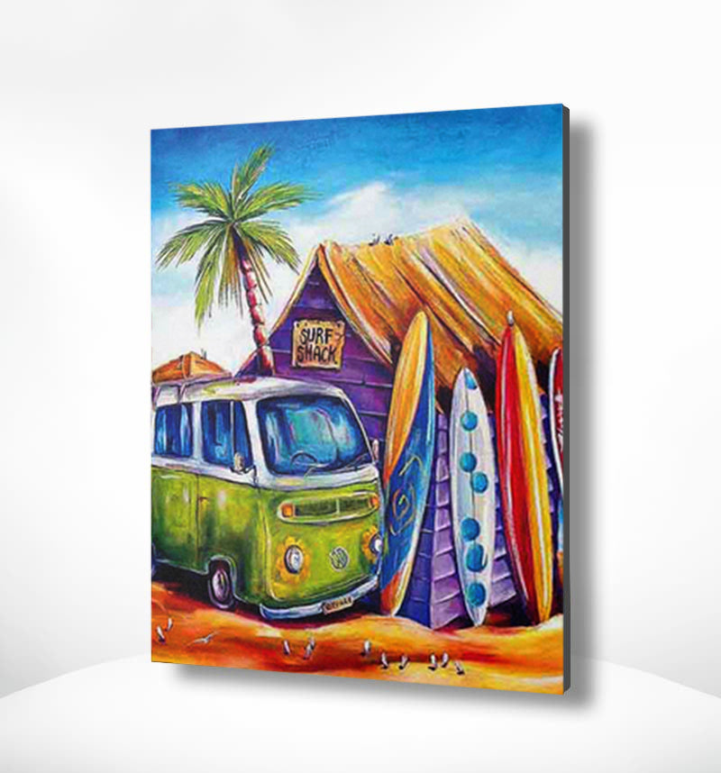 Malen nach Zahlen Strand mit Van