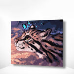 Malen nach Zahlen Tiger mit blauem Schmetterling