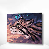 Malen nach Zahlen Tiger mit blauem Schmetterling