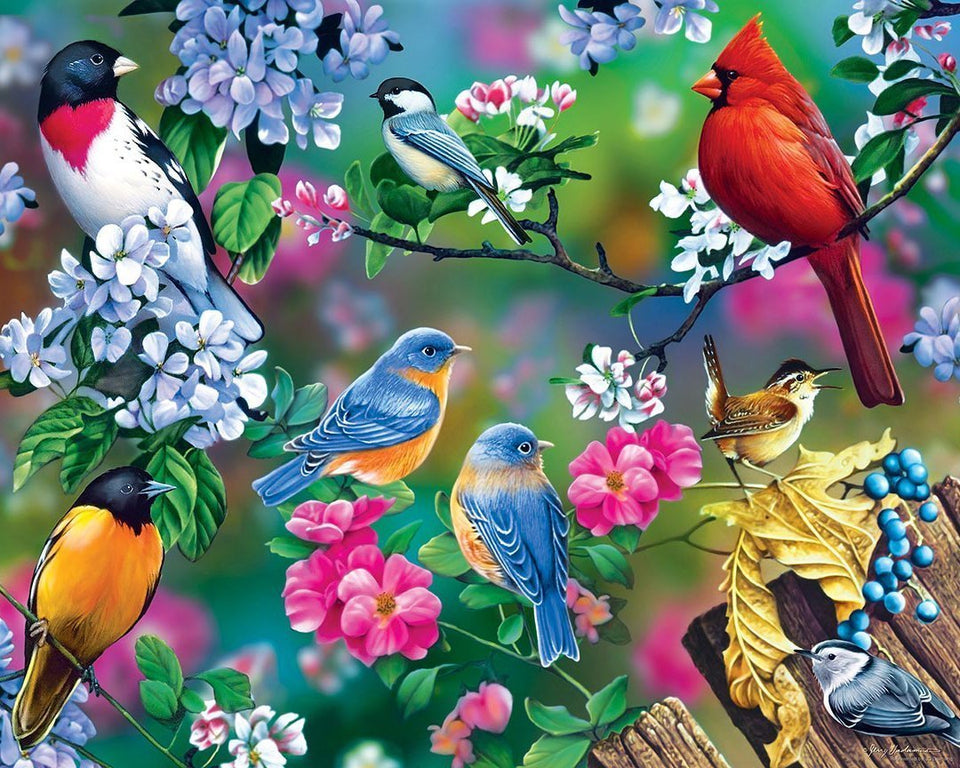 Malen nach Zahlen Vögel mit Blumen-Malen Nach Zahlen Experte