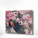 Malen nach Zahlen Vogel mit Rosa Blumen