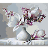 Malen nach Zahlen Weiße Blumen in einer Vase-Malen Nach Zahlen Experte
