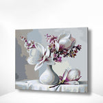 Malen nach Zahlen Weiße Blumen in einer Vase