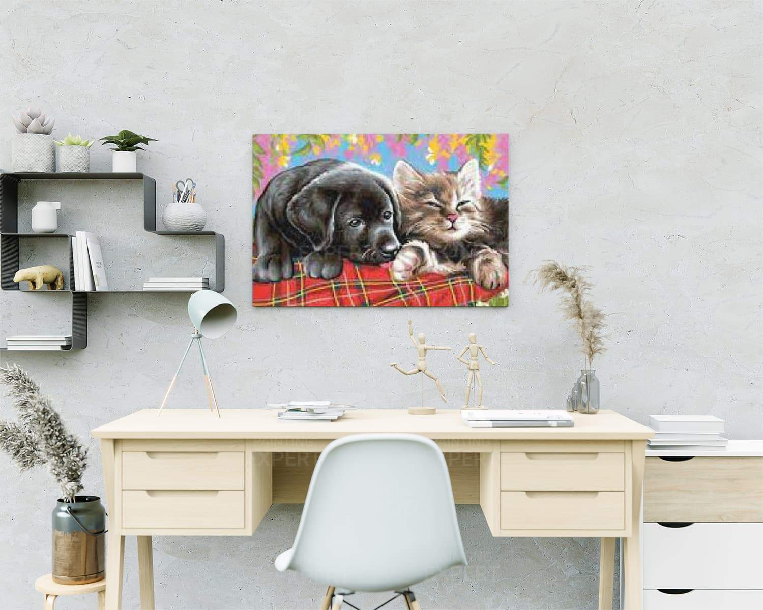 Malen nach Zahlen Welpe und Kätzchen