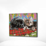 Malen nach Zahlen Welpe und Kätzchen