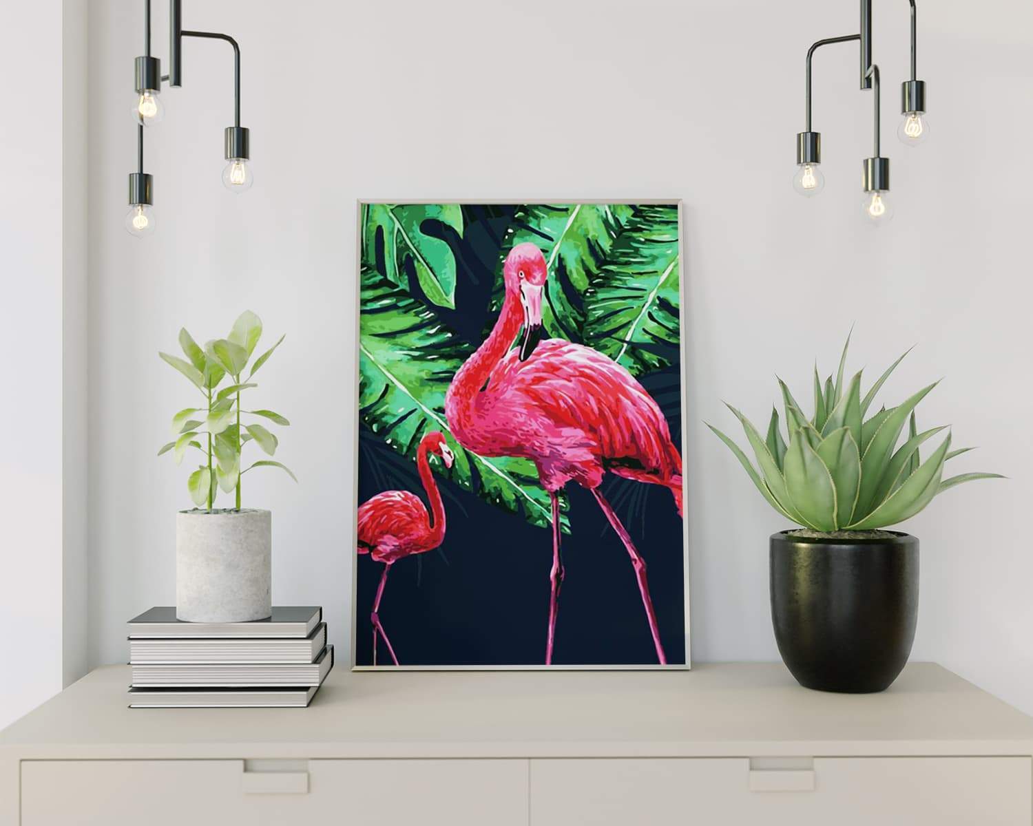 Malen nach Zahlen Zwei Flamingos