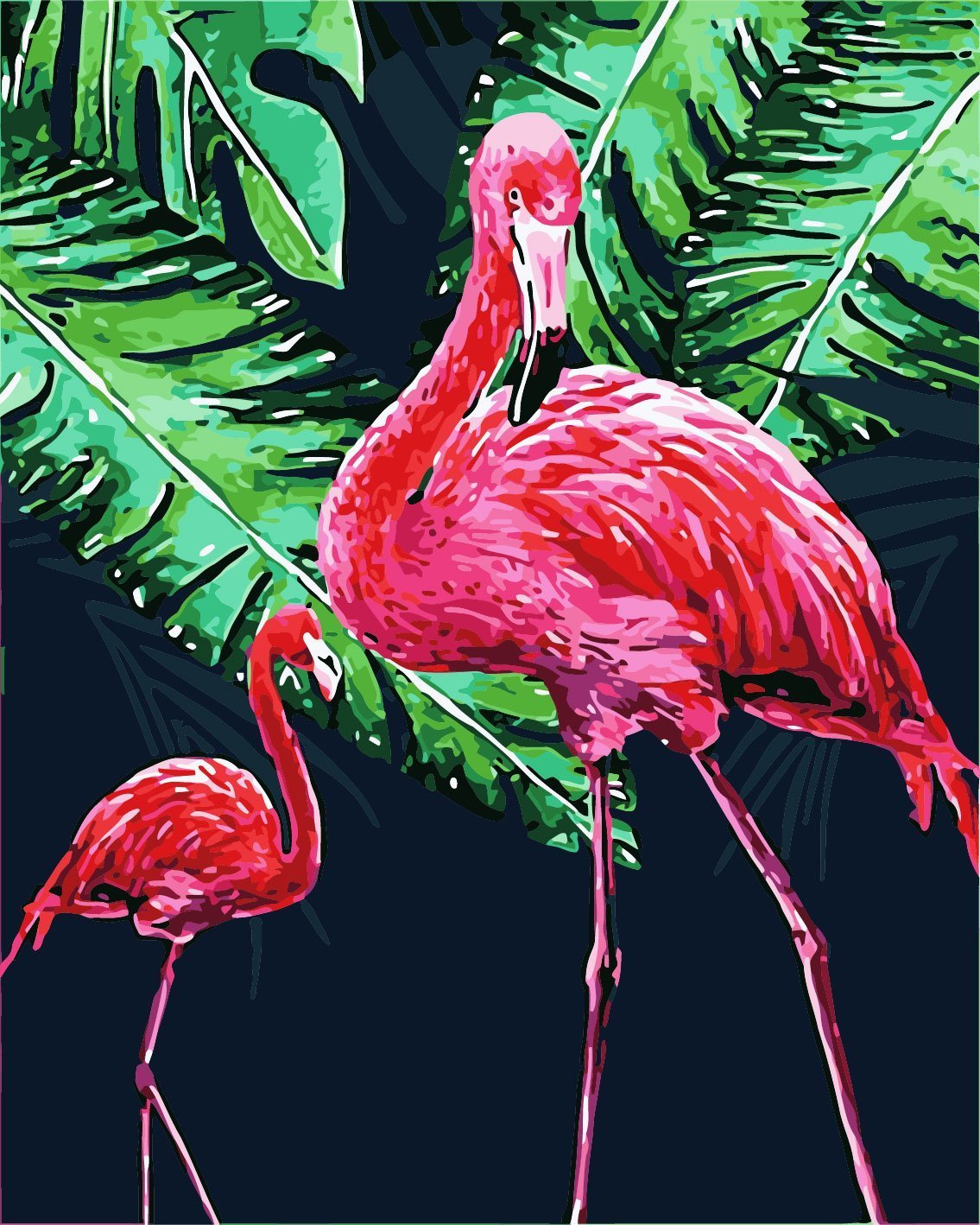 Malen nach Zahlen Zwei Flamingos